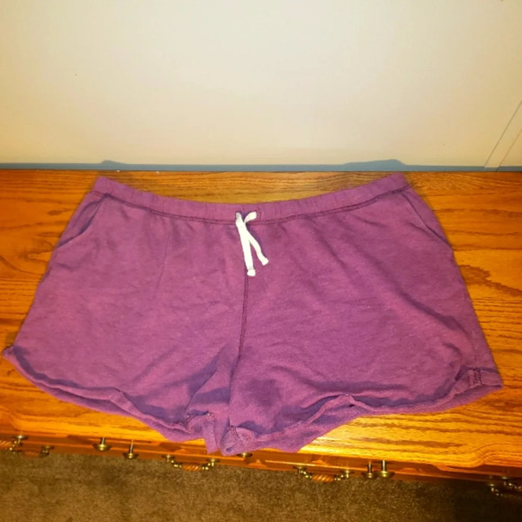 So 2X Purple Stretchy Drawstring Lounge Shorts - Picture 2 of 6